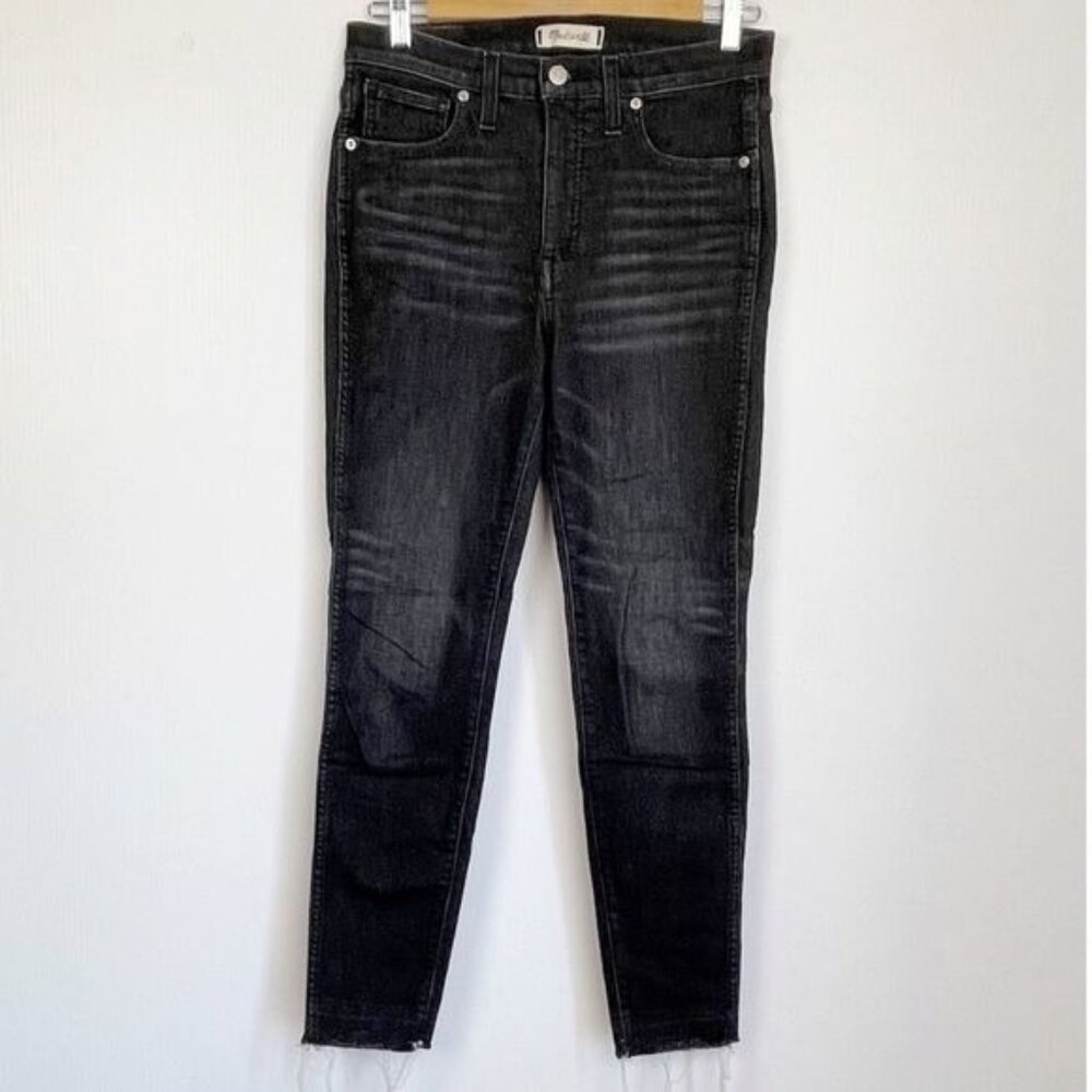 Madewell 10" High-Rise Skinny Jeans raw hem smoke Black Size 27